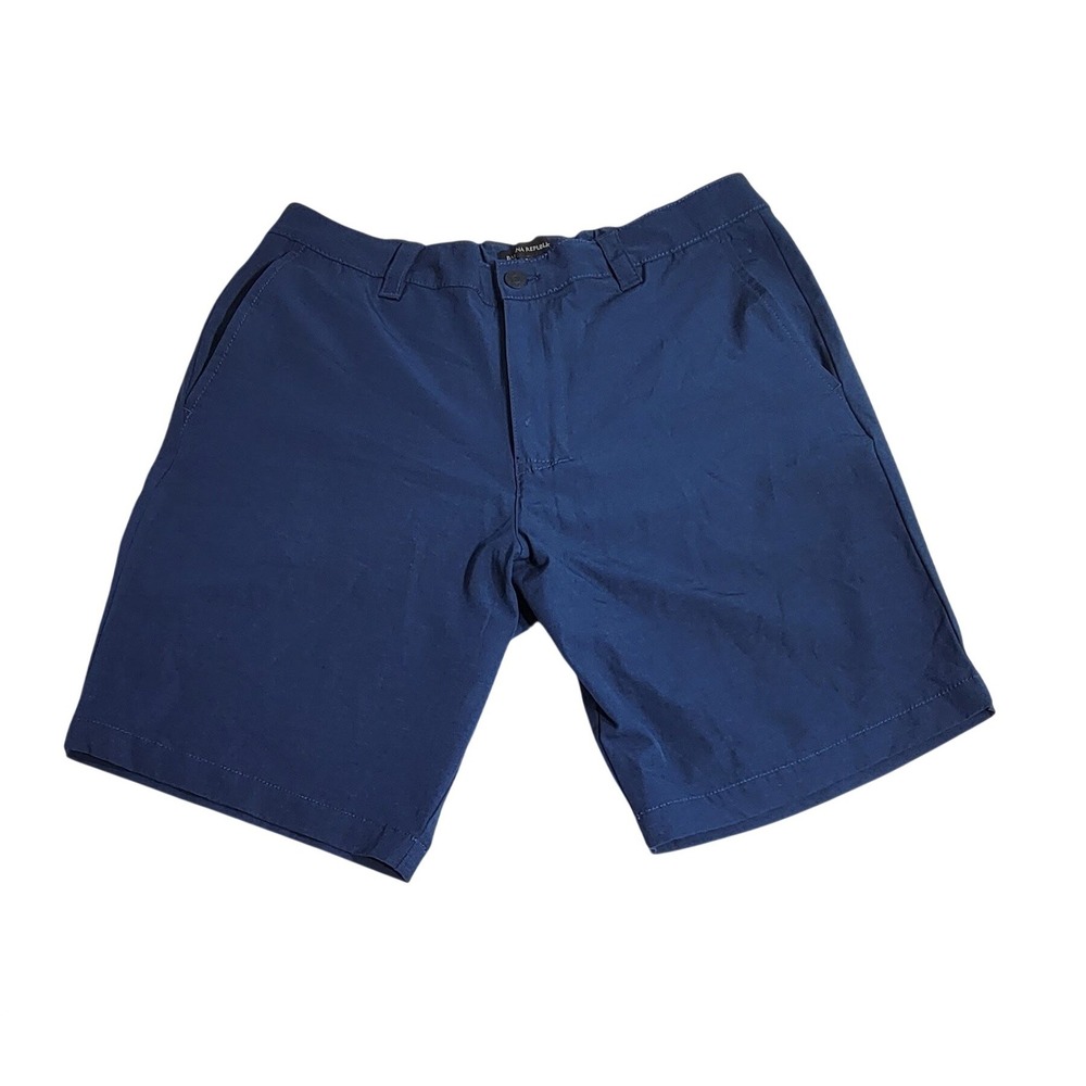 Banana Republic Core Temp Navy Blue Shorts Mens 36 Elastic Back Ripstop Chino